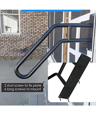 Wall Mount Handrails for Outdoor Steps Stair Railing U-Shaped for 1-3 Step hand Rail with Black Powder Coat Finished for Garage Porch Yard and Garden - Buy Online on GoSupps.com