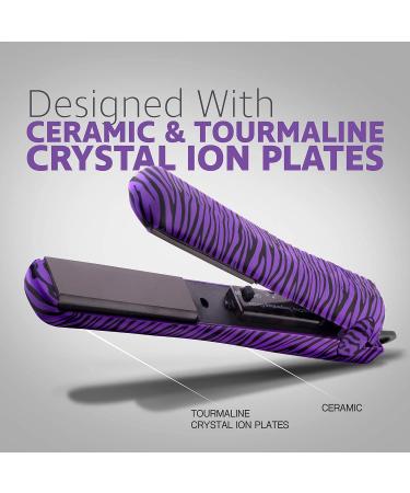 Royale 100% Ceramic Tourmaline Ionic Flat Iron - 2-in-1 Straightener & Curler | Anti-Static Anti-Frizz Technology | Purple Zebra Soft Touch - Perfect Hair in One Pass - Buy Online on GoSupps.com