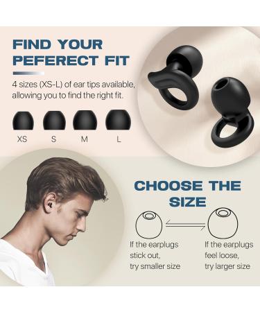 Hearprotek Silicone Ear Plugs for Sleep - 2 Pairs, 29dB Noise Cancelling, Snoring Reduction, Tinnitus Relief - Black - Buy Online on GoSupps.com
