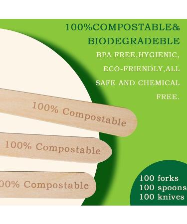 Pack of 100 Biodegradable Disposable Wooden Forks - 6.5 Length - Natural Utensils for Parties, Camping, Weddings & Events - Buy Online on GoSupps.com