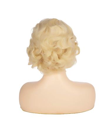 Kaneles Short Blonde Curly Wig for Women - 1920s Finger Wave Style, Synthetic Hair for Halloween Cosplay - With Wig Cap Included - Buy Online on GoSupps.com