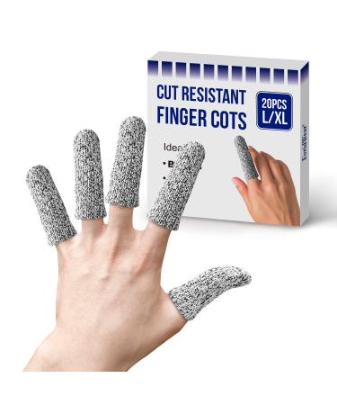 Evridwear 20PCS Finger Cots Cut Resistant Finger Sleeves,Glove Life Extender, Thumb Protectors Finger Covers Fingertip Protector for Cutting, Handicrafts, Craft, Kitchen, Sculpture Large/X-Large (20 Count)