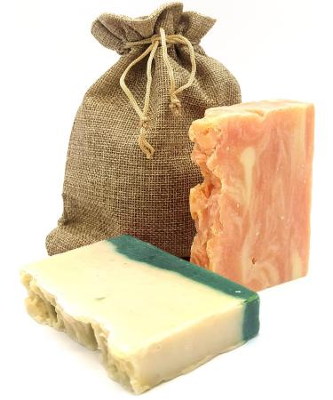 Buabi 2 Pack Natural Handmade Hand Soap Biodegradable Solid Soap Zero Waste Vegan Jute Gift Bag 2 x 100g Pills (Argan Oil & Donkey Milk)