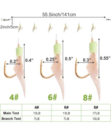 Saltwater Fishing Rigs 6 Pack with Glow Bait & High Carbon Steel Hooks | Fish Skin Bait Rig Tackle | Size 4 6 8 | Type B | 6# - 6 Packs - Buy Online on GoSupps.com