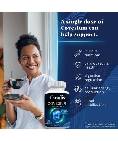 Covalis Nutrition Covesium Magnesium Complex Supplement | 5 Types of Magnesium - Hydroxide Glycinate Citrate Malate Oxide | Muscle Function | 60 Capsules - Buy Online on GoSupps.com