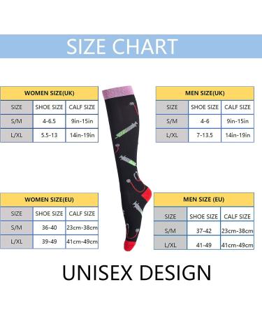 LEOSTEP Compression Socks (4 Pair) for Men & Women - Non-Slip Long Tube Stocking for Running, Nursing, Travel - 20-30 mmHg, L-XL, Multi-Colored - Buy Online on GoSupps.com