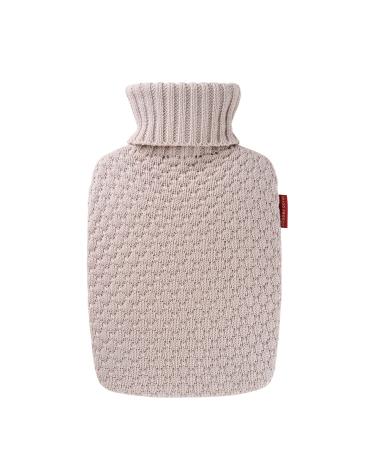 Hugo Frosch Hot Water Bottle Classic Plant 1.8 l with Organic Knitted Cover Sand