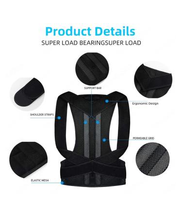 Posture Corrector XS-5XL | Adjustable Back Brace for Men & Women | Hunchback Correction & Scoliosis Prevention | Improve Back Posture | 3X-Large Black - Buy Online on GoSupps.com