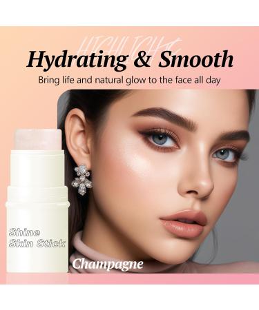 DAGEDA Highlighter Stick Lightweight Radiance Illuminator Stick Blendable Glossy Glow balm for Face Makeup Creamy Hydrating Luminous Stick Natural Highlighter Makeup (Champagne) - Buy Online on GoSupps.com