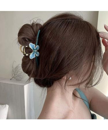 Vintage Golden Butterfly Hair Claw Clips - Non-Slip Metal Barrettes for Thick Hair (Blue) - Buy Online on GoSupps.com
