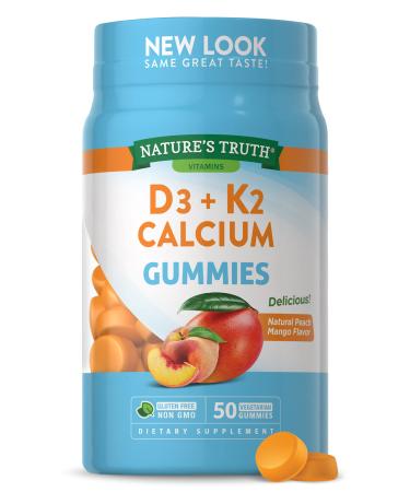 Nature's Truth Vitamin K2 + D3 + Calcium Gummies | 50 Count | Vegetarian Non-GMO & Gluten Free Supplement | Natural Peach Mango Flavor - Buy Online on GoSupps.com