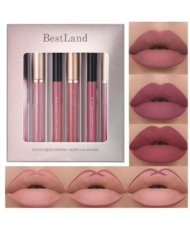 BestLand 6Pcs Matte Liquid Lipstick and Lip Liner Set - Waterproof Nude Lipstick and Lipliner Makeup Kit (Set C) - Buy Online on GoSupps.com