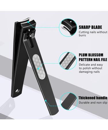 Premium Nail Clipper Set - Sturdy Stainless Steel Toenail & Fingernail Cutter for Men & Women | Sharp Curved Blades | Black - Buy Online on GoSupps.com