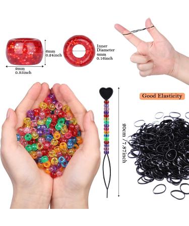 1602pcs Hair Braids Kit: Glitter Pony Beads, Elastic Bands, Quick Beaders - Glitter-Pink - Buy Online on GoSupps.com