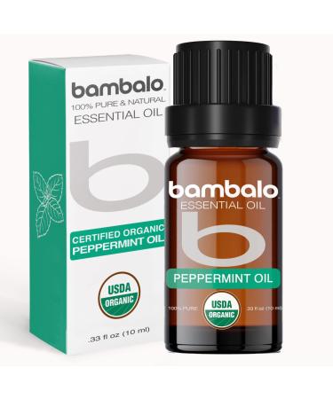 Organic Peppermint Essential Oil - 100% Pure USDA Certified for Aromatherapy Diffuser Therapeutic Grade 10ml Peppermint 0.33 Fl Oz (Pack of 1)