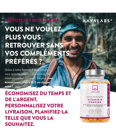 Vitamine B Complex AAVALABS 180 G lules | Complexe de 8 Vitamines B dont Vitamine B12 Vitamine B6 B5 B3 B1 D-Biotine Acide Folique Actif (B9) - Compl ment Alimentaire Vegan pour une nergie Optimale - Buy Online on GoSupps.com