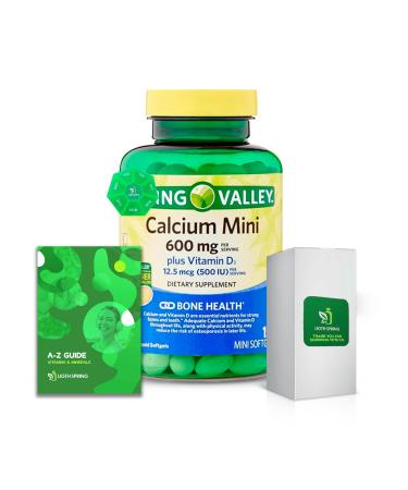 Calcium 600mg Plus Vitamin D3 150 Mini Softgels with Exclusive Vitamins & Minerals - A to Z - Better Ligth&Spring Guide
