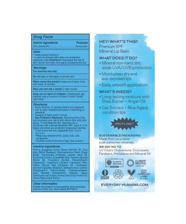 Everyday Humans Big Mood SPF 30 Mineral Sunscreen Lip Balm - Oat Milk Flavor | Shea Butter & Vitamin E | 0.15 oz - Buy Online on GoSupps.com
