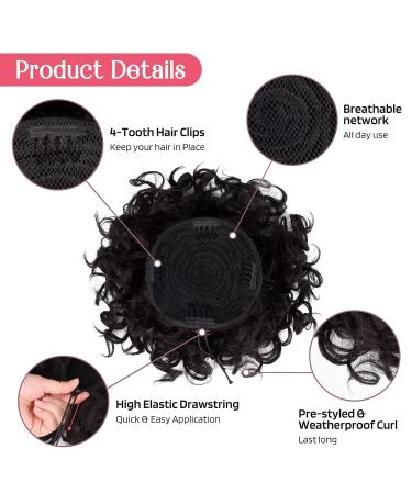 HOOJIH Messy Hair Bun Extension - Elastic Drawstring Loose Wave Curly Bun for Women - Black Brown - Daily Use - 1 Pack - Buy Online on GoSupps.com
