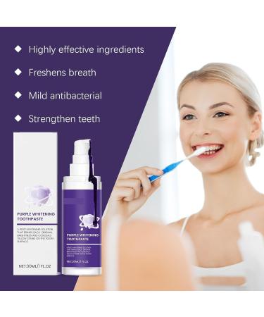 Purple Whitening Toothpaste - Mint Fresh Breath Deep Clean Removes Stains Boosts Brightness Easy 2-3 Min Usage(4pcs) - Buy Online on GoSupps.com