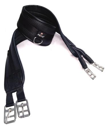 Preto Horse Synthetic Girth 50 (125cm) - Comfort Waffle Neoprene Equine Girth with Anti-Chafe Elasticated End - Black Anatomical PVC Jumping Cushioning Girth - Buy Online on GoSupps.com