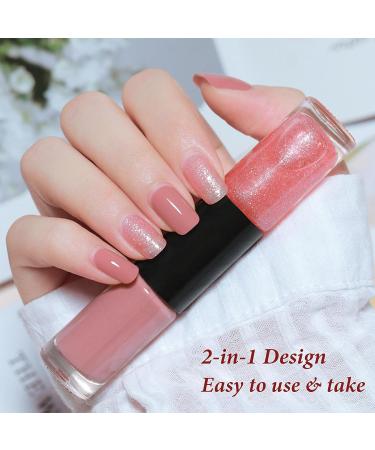 Quick Dry Pink Nail Polish 2 in 1 Glitter Nail Polish Set Long Lasting Glossy Easy to Apply No Need Cure Chip Resistant Nail Varnishes DIY Nail Art Gift for Women & Girls - Buy Online on GoSupps.com