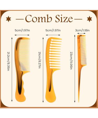 3-Piece Hair Comb Set: Tail, Wide Tooth, & Fine Comb | PROUSKY Anti-Static Hairdressing Combs in Yellow - Buy Online on GoSupps.com