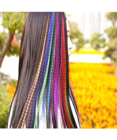 YUDAOHAIR Synthetic Feather Hair Extensions Kit - 16 Inch Hairpieces with Micro Beads, Crochet Hooks, and 12 Mix Colors - for Women - Buy Online on GoSupps.com