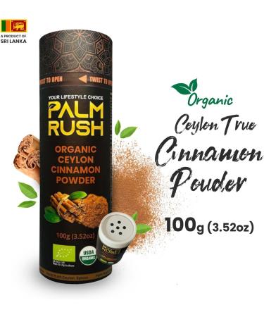 PALM RUSH Organic Ceylon Cinnamon Powder Premium Grade USDA Certified Authentic Sri Lankan True Cinnamon (3.5oz (100g)) - Buy Online on GoSupps.com