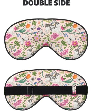 Buy Bunny Floral Print Sleep Eye Mask - Soft Blindfold & Travel Eyeshade with Elastic Strap - Buy Online on GoSupps.com