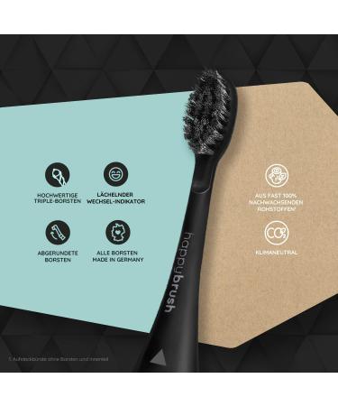 HappyBrush Eco VIBE 3 Sustainable Electric Toothbrush Heads - Allblack 3x3 Pack | Eco-Friendly Oral Care - Buy Online on GoSupps.com