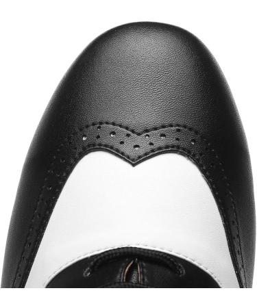 Minishion Men's Ballroom Dance Shoes - Black/White Leather, 1 Standard Heel - Size 9.5 (L421) - Buy Online on GoSupps.com