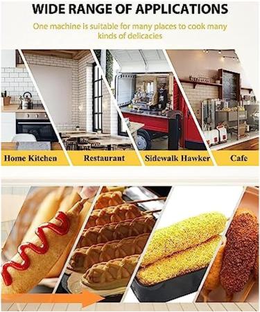 Electric Corn Hot Dog Machine Commercial 1550W Non-stick French Muffin Waffle Irons Stainless Steel 6Pcs Waffle Stick Maker Temperature Range 50-300 Timer 0-5 Min - Buy Online on GoSupps.com