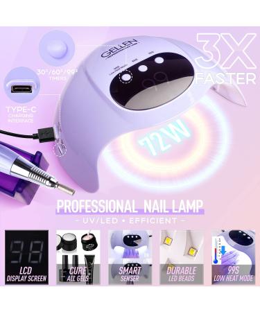 Gellen 24 Colors Gel Nail Kit with UV/LED Light, 72W Nail Dryer, Nail Drill, Base & Top Coat All-In-One Manicure Gift Set for Nail Art Designs, Glitter Starter Set - Fire & Ice - Buy Online on GoSupps.com