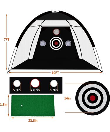 Golf Hitting Net 10x7ft with Hitting Mat, Swing Trainer Aid, Golf Balls, Tees, and Swing Corrector - Ideal Golf Gift for Men/Women - Buy Online on GoSupps.com