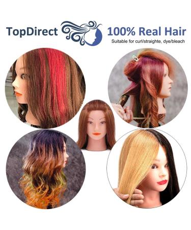 TopDirect 18 Inch Real Hair Exercise Head - Hairdresser Practice Doll with Clamp & DIY Hairstyle Set - Brown - Buy Online on GoSupps.com