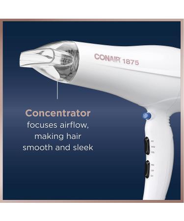 Conair 1875 Watt Double Ceramic Ionic Hair Dryer - White/Rose Gold - Buy Online on GoSupps.com