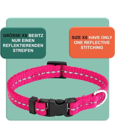 Dey Premium Reflective Dog Collar - Adjustable Nylon for Small & Large Dogs | Multiple Colors & Sizes | Perfect for Puppies & Cats - XS Pink 21-30 cm - Buy Online on GoSupps.com