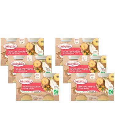 Babybio - Small Pots Delight from the orchards of our regions - 6+ Months - (2x130g) 260g - Pack of 6