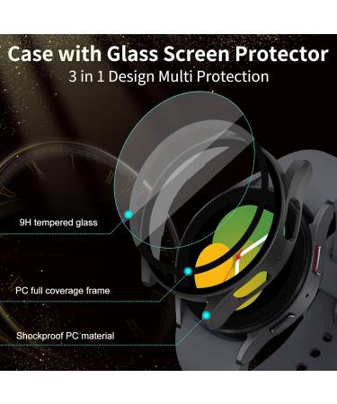 3 Pack Galaxy Watch 5/4 40mm Screen Protector & Bumper Case - Compatible with Samsung Watch5 / Watch4 - Black/Silver/Rose Gold - Buy Online on GoSupps.com