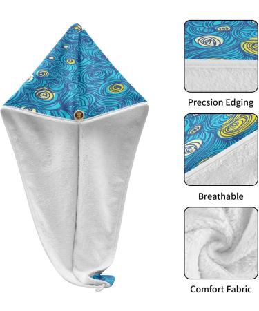 Wonderful Star Oil Painting Dry Hair Cap - 2 Piece Quick Drying Towel Set with Button Headband | Super Absorbent & Comfortable for Fast Hair Drying - Buy Online on GoSupps.com