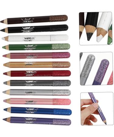 Baluue 12pcs Pearlescent Eyeshadow Pencil Waterproof Gel Eyeliner Natural Look Eyes Liner Eye Glitter Wood 12.5X0.5cm Assorted Color - Buy Online on GoSupps.com