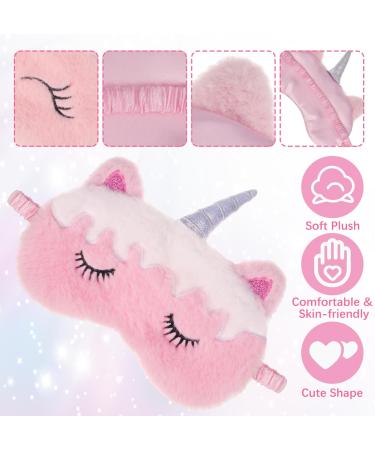 Heyu-Lotus Cute Unicorn Animal Plush Kids Eye Masks for Sleeping - 4 Pcs Set - Pink, White, Colorful - Ideal for Girls, Children, Adults - Buy Online on GoSupps.com