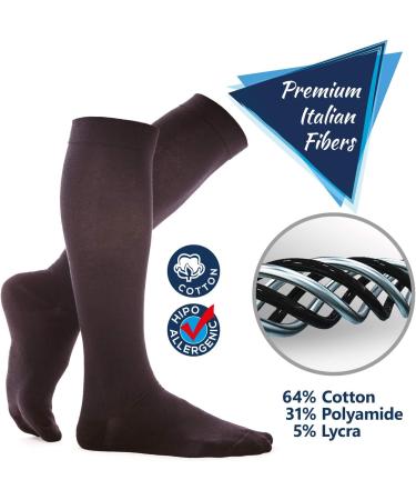 Knee High Compression Socks 13-15 mmHg - Unisex Cotton Blend Black XL | International Shipping - Buy Online on GoSupps.com