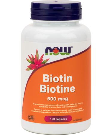 NOW Supplements Biotin 500mcg Capsules 120 Count