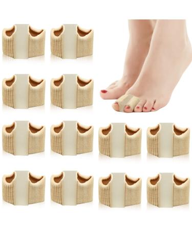 12Pcs Toe Spacers for Feet Women  2 Loops Bunion Corrector Toe Straighteners  Gel Toe Spreaders for Women  Toe Protectors Toe Separators for Women Bunion Overlapping Hammer Crooked Big Toes(Beige)
