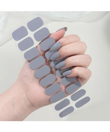 Semi Cured Gel Nails Strips Maggidea Second Generation 22 Stickers Nail Wraps Solid Colour Soft Self-Adhesive Gel Nail Stickers Salon-Quality Gel Nail Strips UV/LED Lamp Required (76-Grey)