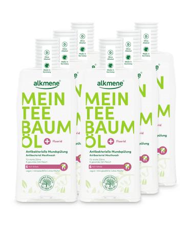 Alkmen My tea tree oil antibacterial mouthwash 6x 500 ml with 6 -fold protection - natural pure tea tree oil vegan & climate -neutral - mouthwash for strong teeth & healthy gums - toothing