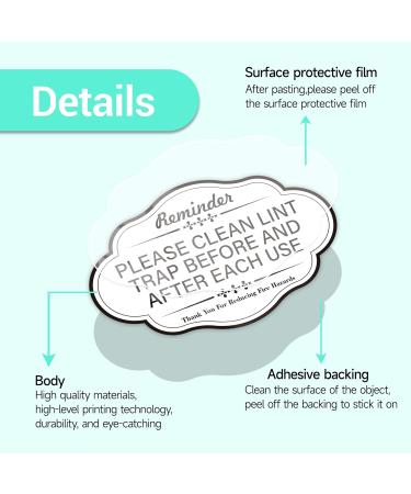 Clean Lint Trap Reminder Sign | Self-Adhesive Waterproof Dryer Sticker | Essential Bathroom Sign for Hosts & Guests - Buy Online on GoSupps.com