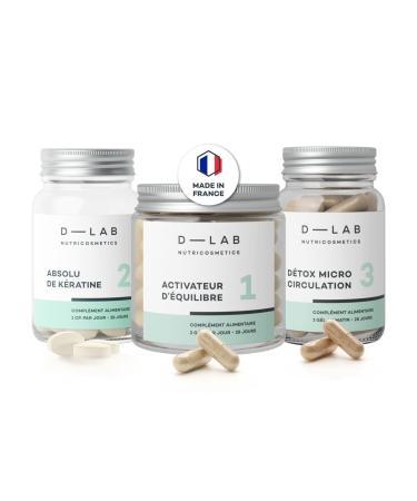 D-LAB NUTRICOSMETICS D-LAB | Hair Mass Program | 28-Day Treatment | Anti-Hair Loss and Rapid Growth Supplement | Vitamins Minerals and Plants | Strengthens Fine Brittle Hair and Restores Density | Made in France